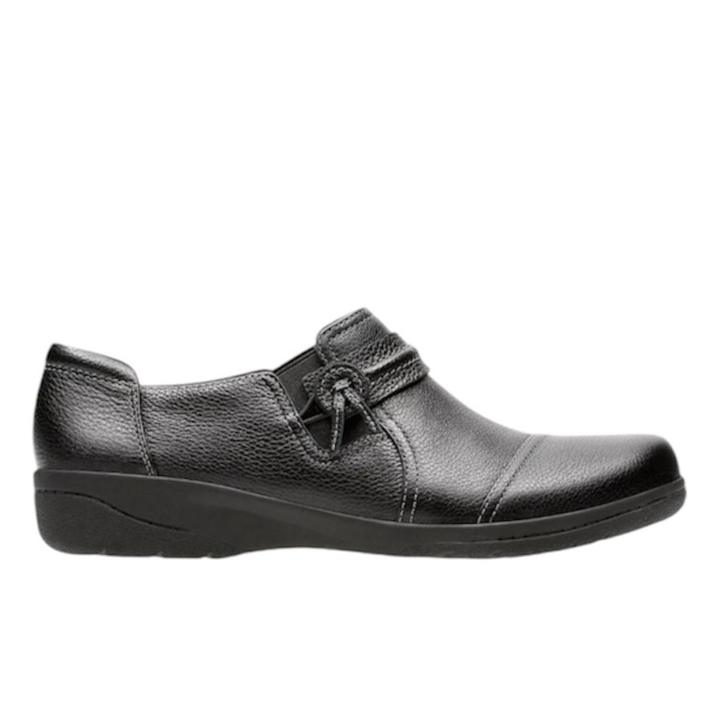 Clarks Women’s Black Leather Cheyn Madi Slip On Comfort Shoes Size 10